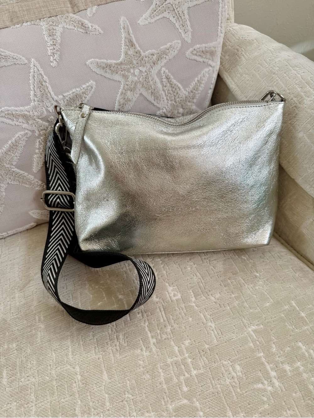 PELLETTERIA VENETA Silver Leather Crossbody Bag